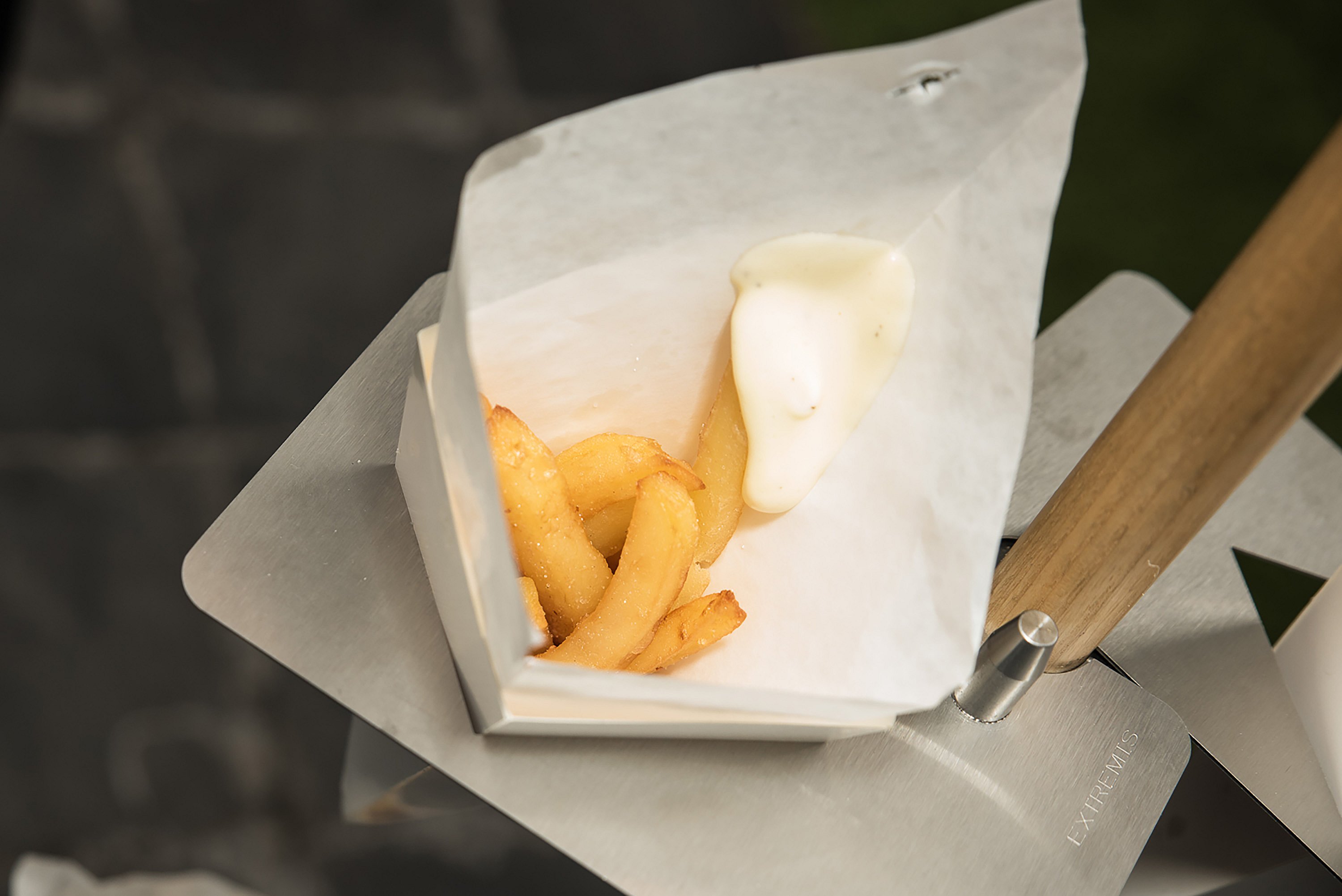 Un peu de la culture belge : des frites avec de la mayonnaise.