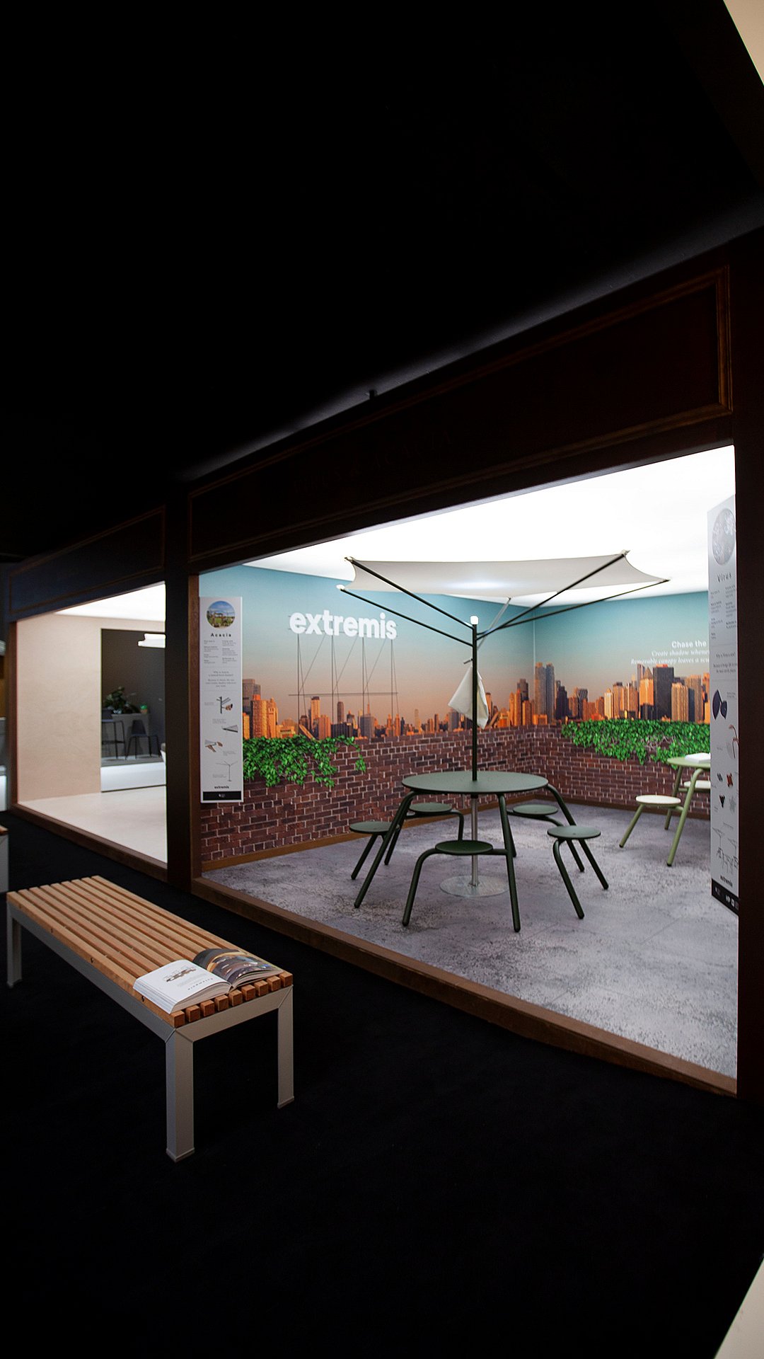 Acacia displayed as a featured piece in the Natural Mistery Museum, presented as part of the brand’s nature-inspired furniture story.