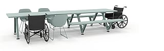 Marina combo shown as a wheelchair-accessible table with double side access and single end access.