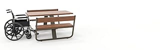 Manille table presented with double end wheelchair access.