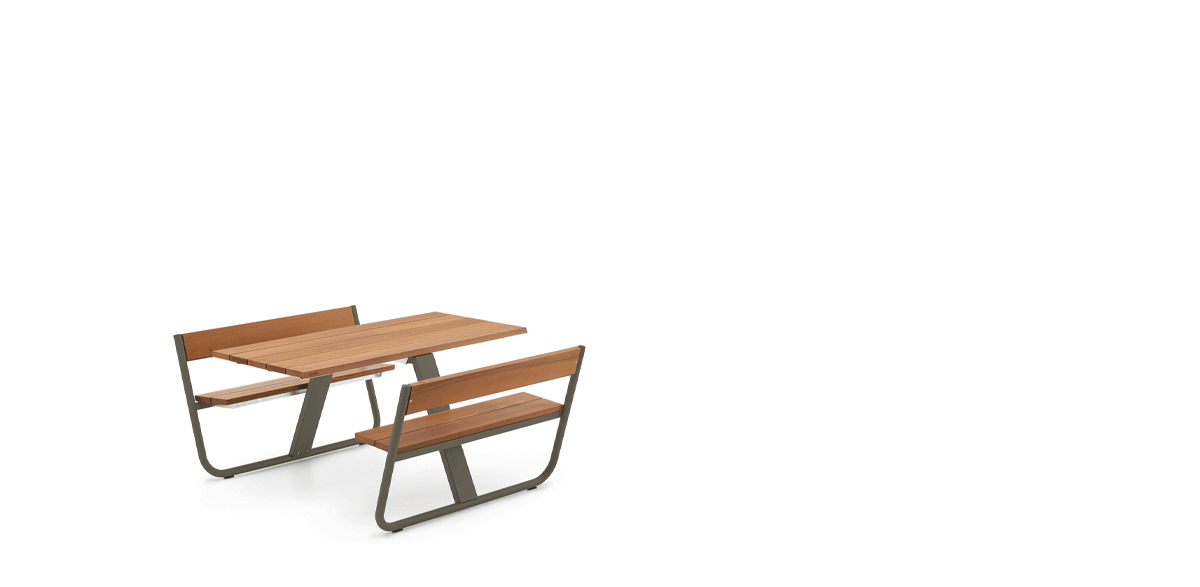 Manille picknicktafel met houten tafelblad