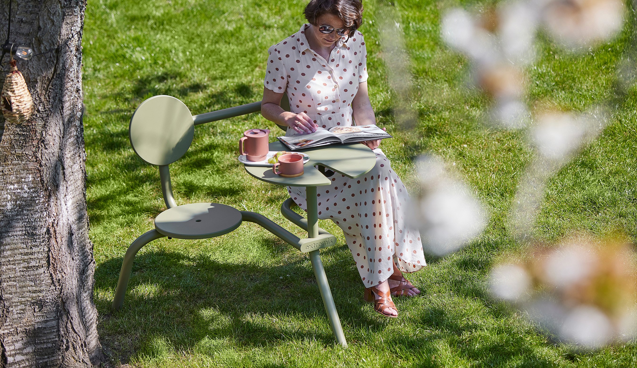 Bistroo shown in a real-life reference setting, illustrating the compact table for two in a balcony, terrace, hospitality, or outdoor project environment.