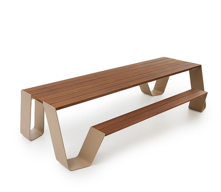 Hopper picknicktafel met houten tafelblad en banken