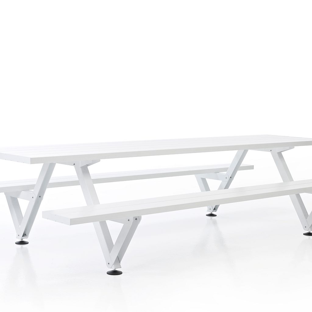 Studio shot of a grey Marina picnic table