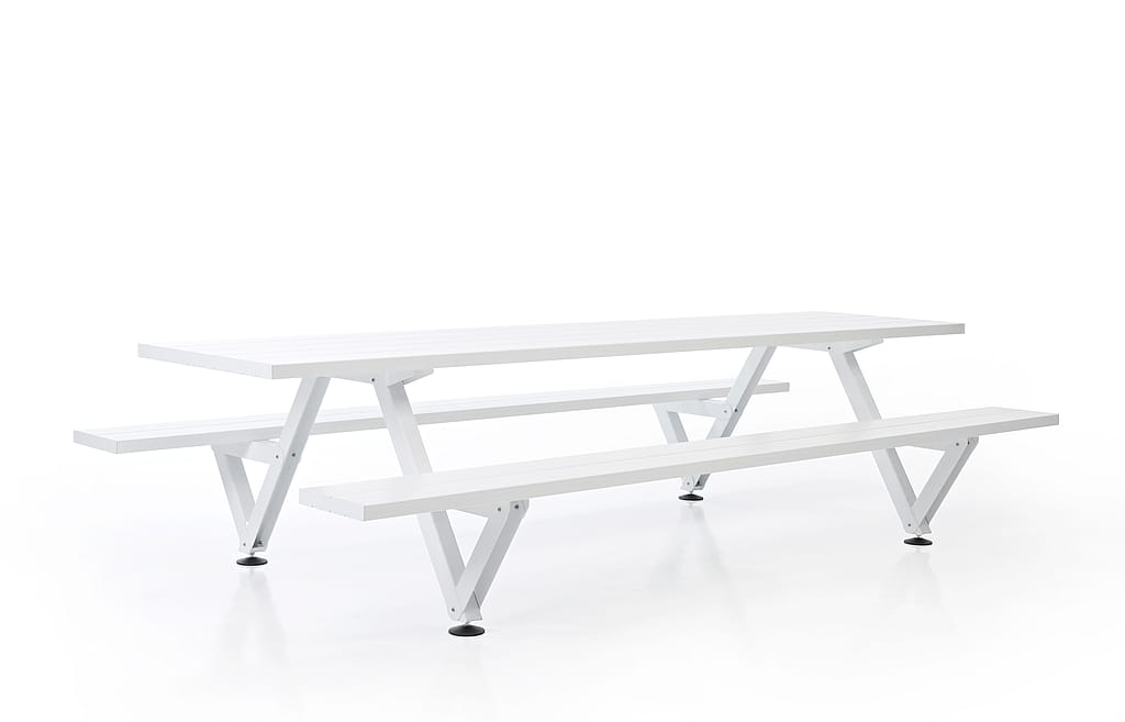 Studio shot of a grey Marina picnic table