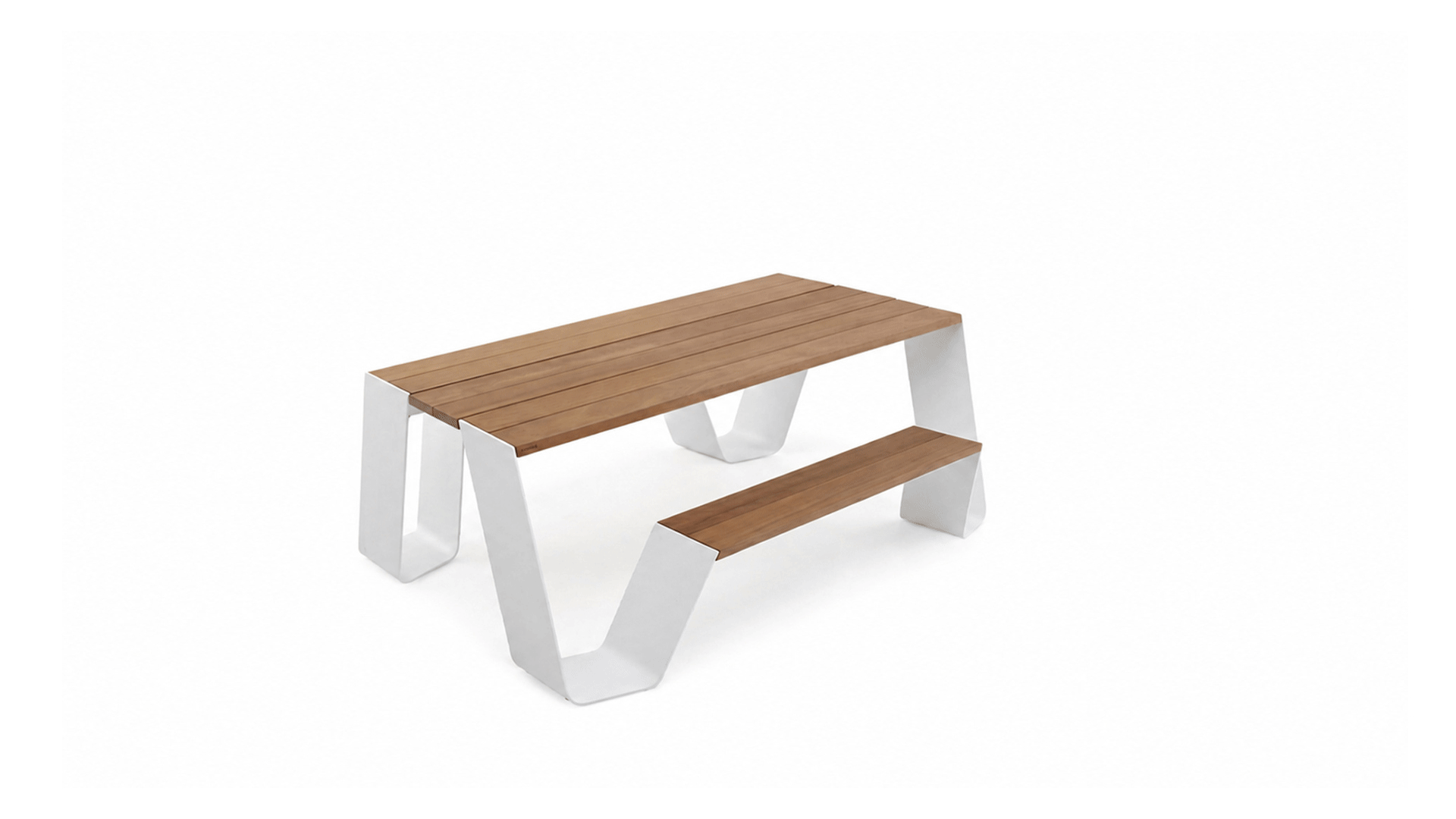 Hopper picknicktafel met houten tafelblad en banken