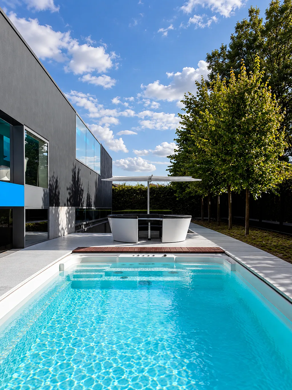 Lounge d'extérieur Kosmos au bord de la piscine d'une maison d'architecte moderne