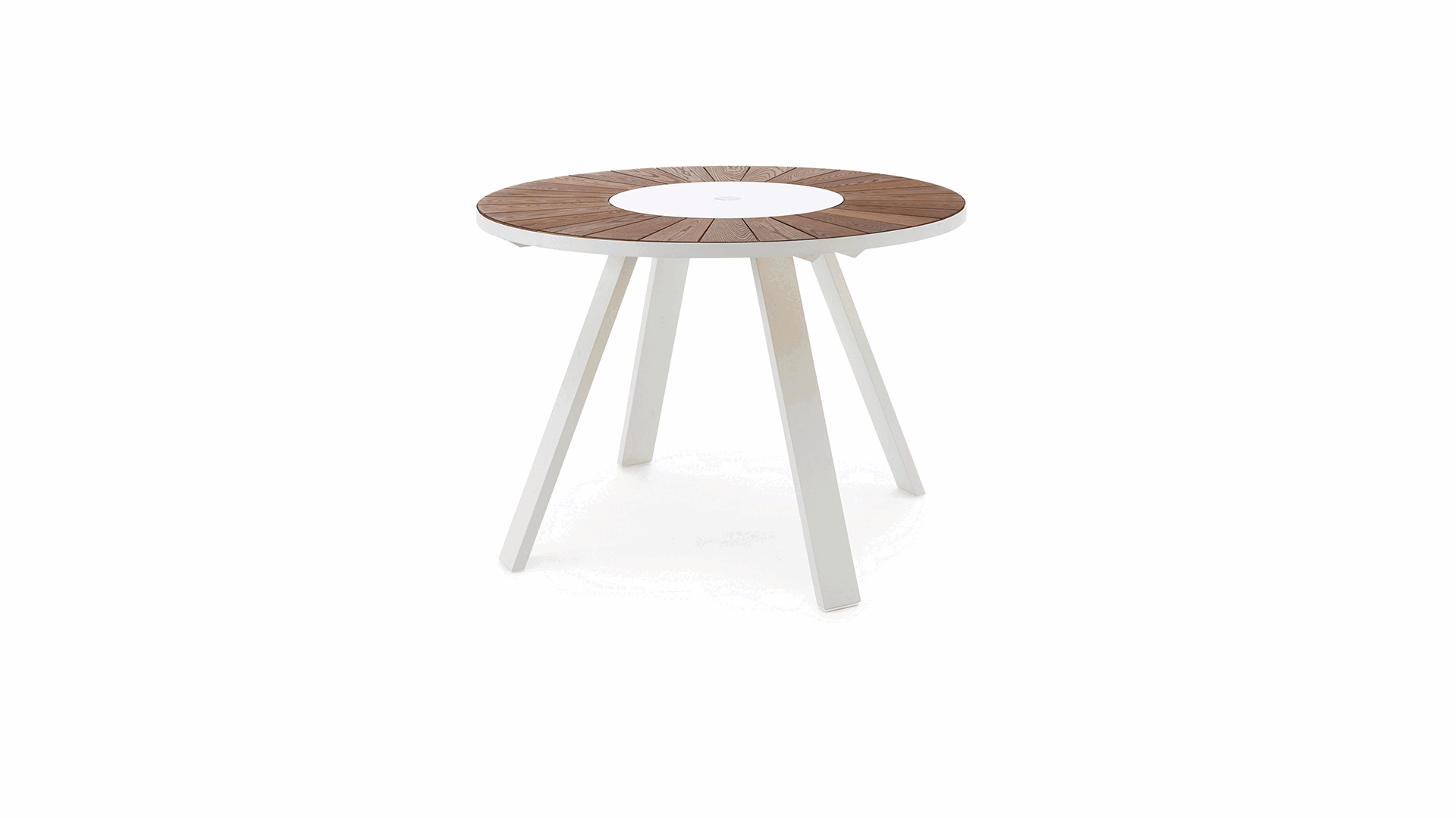 Pantagruel picnic round table with wooden seats and black frame